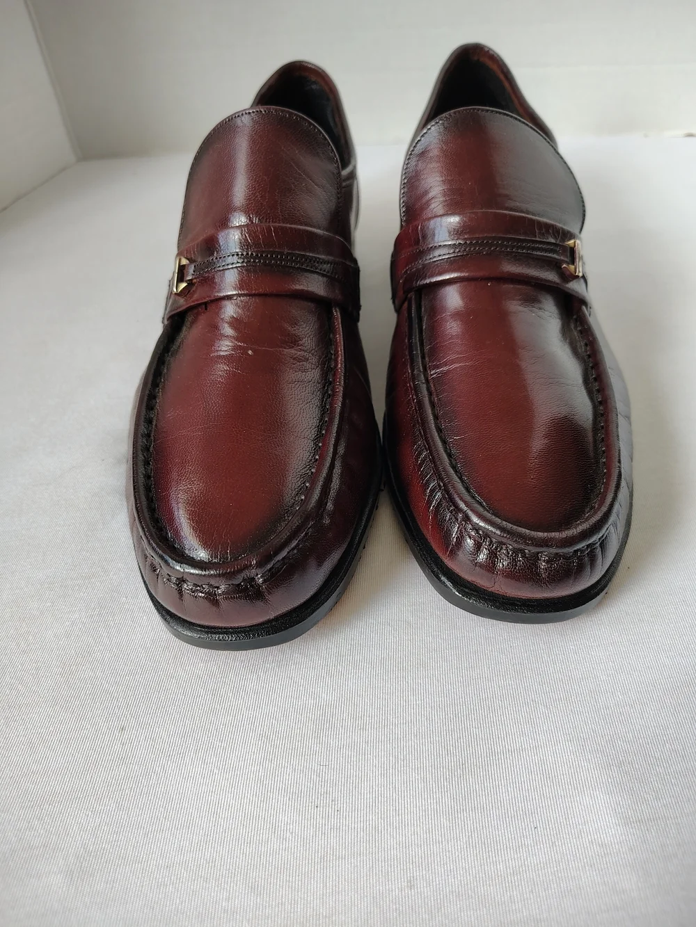 Florsheim Burgundy Leather Penny Loafers with Brass Accent Size 10 D